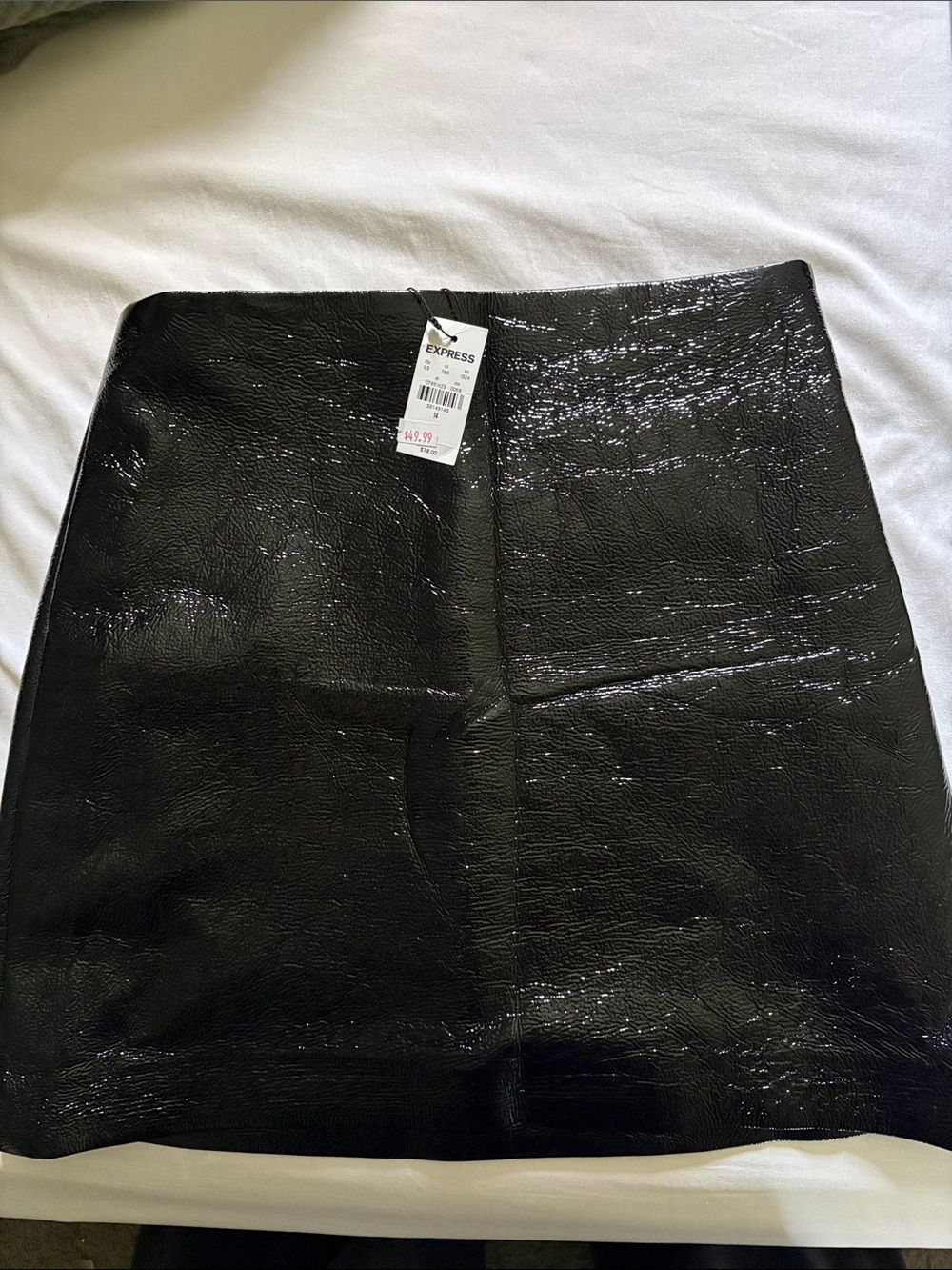 NWT Express Crackled Faux Patent Leather Mini Skirt